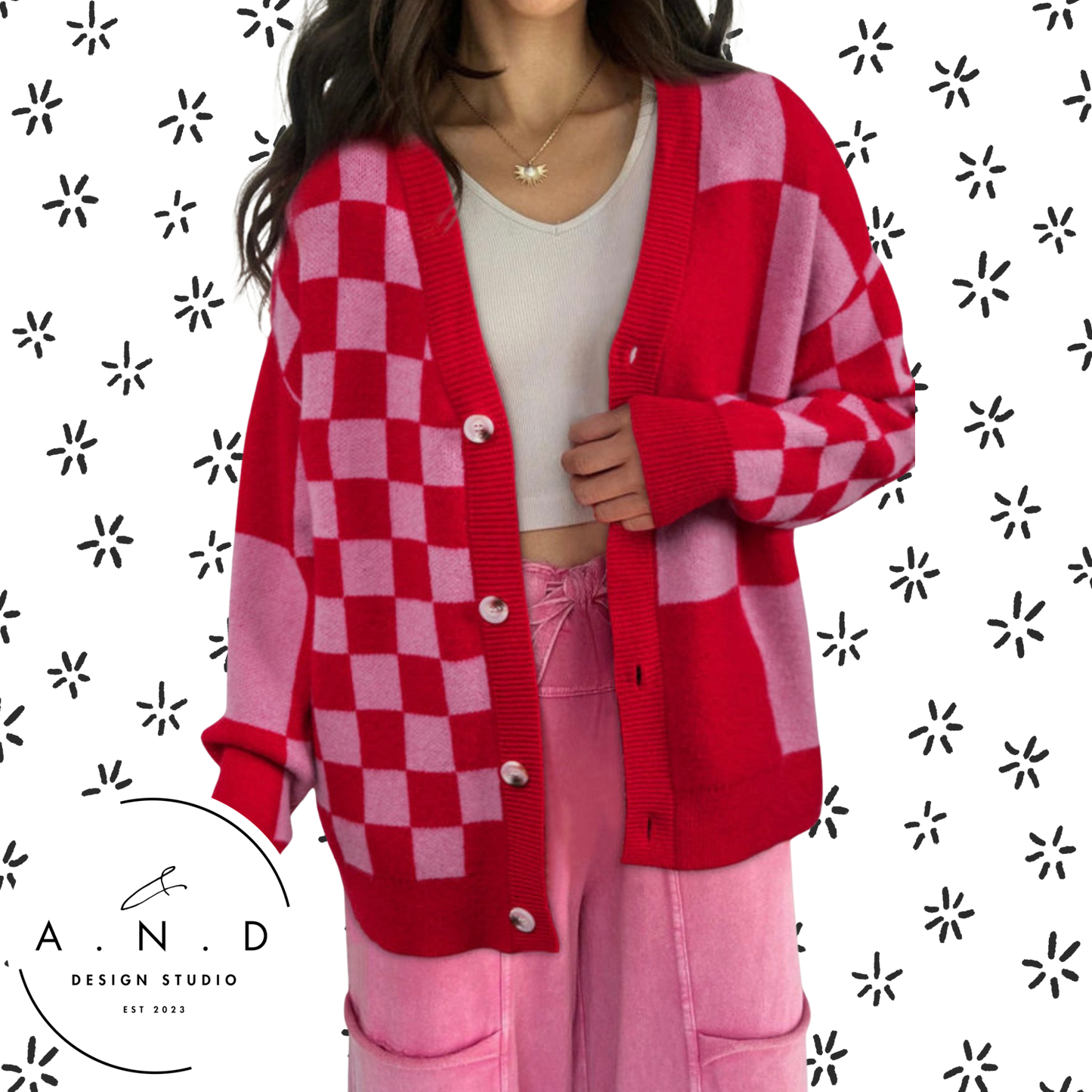 Red & Pink Mixed Plaid Sweater