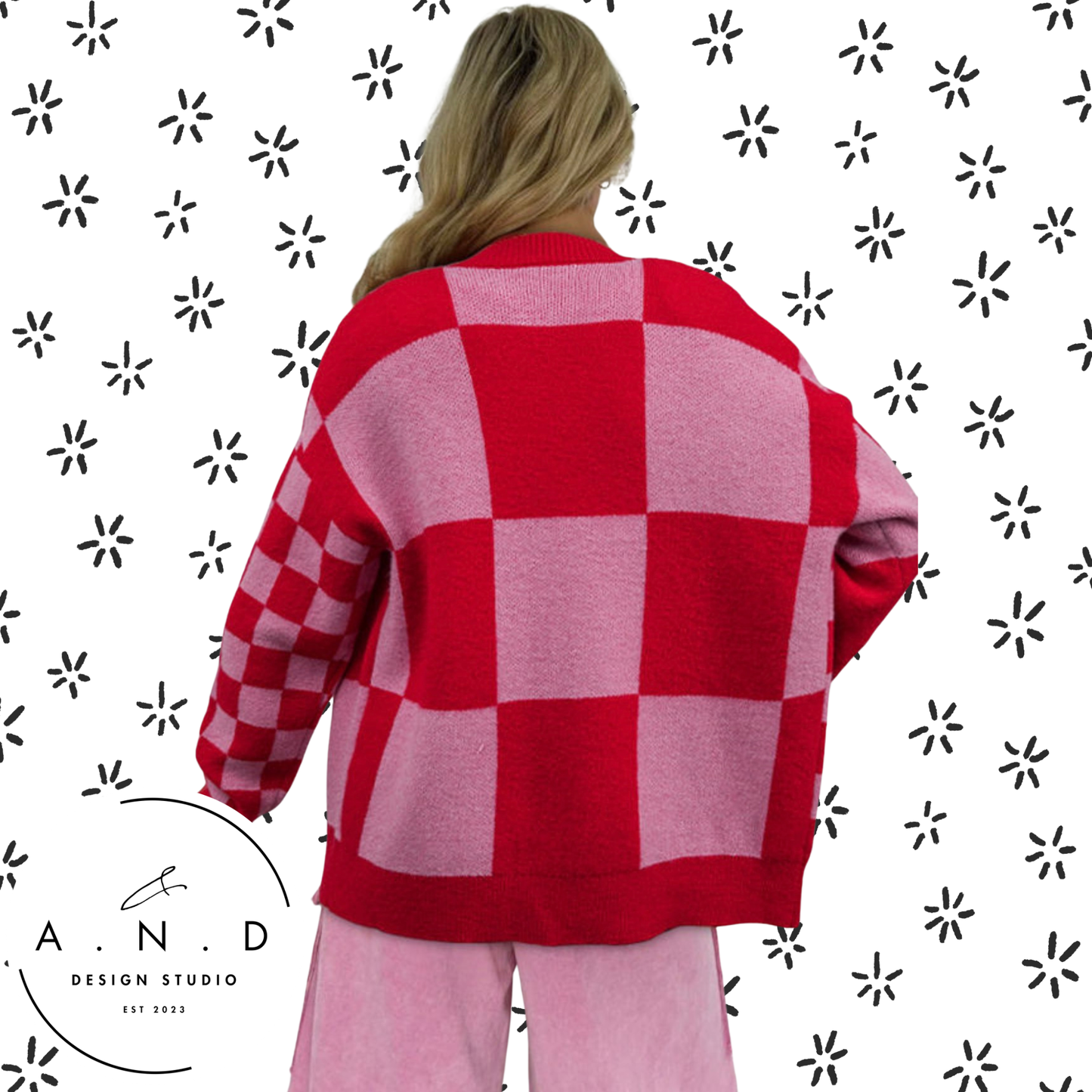 Red & Pink Mixed Plaid Sweater