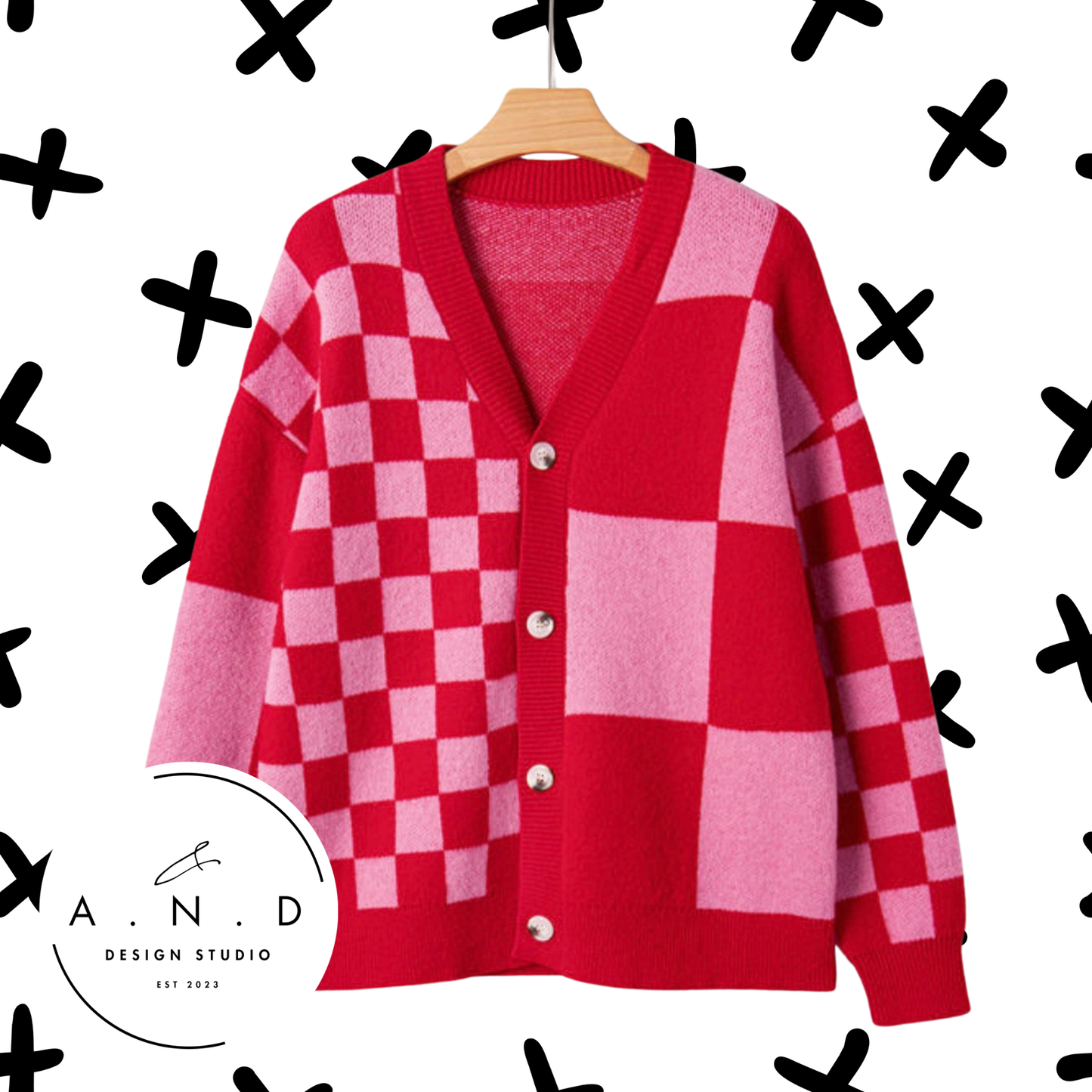 Red & Pink Mixed Plaid Sweater