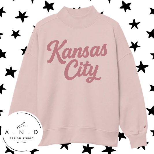 Pink Kansas City Mock Neck Sweatshirt