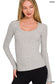 Zenana RIBBED BOAT NECK LONG SLEEVE T-SHIRTS