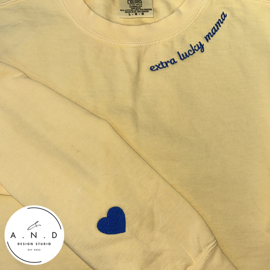Extra Lucky Mama - Custom Embroidery Sweatshirt